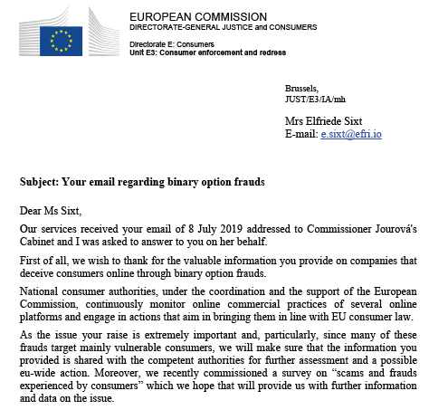 EFRI Letter from European Commission