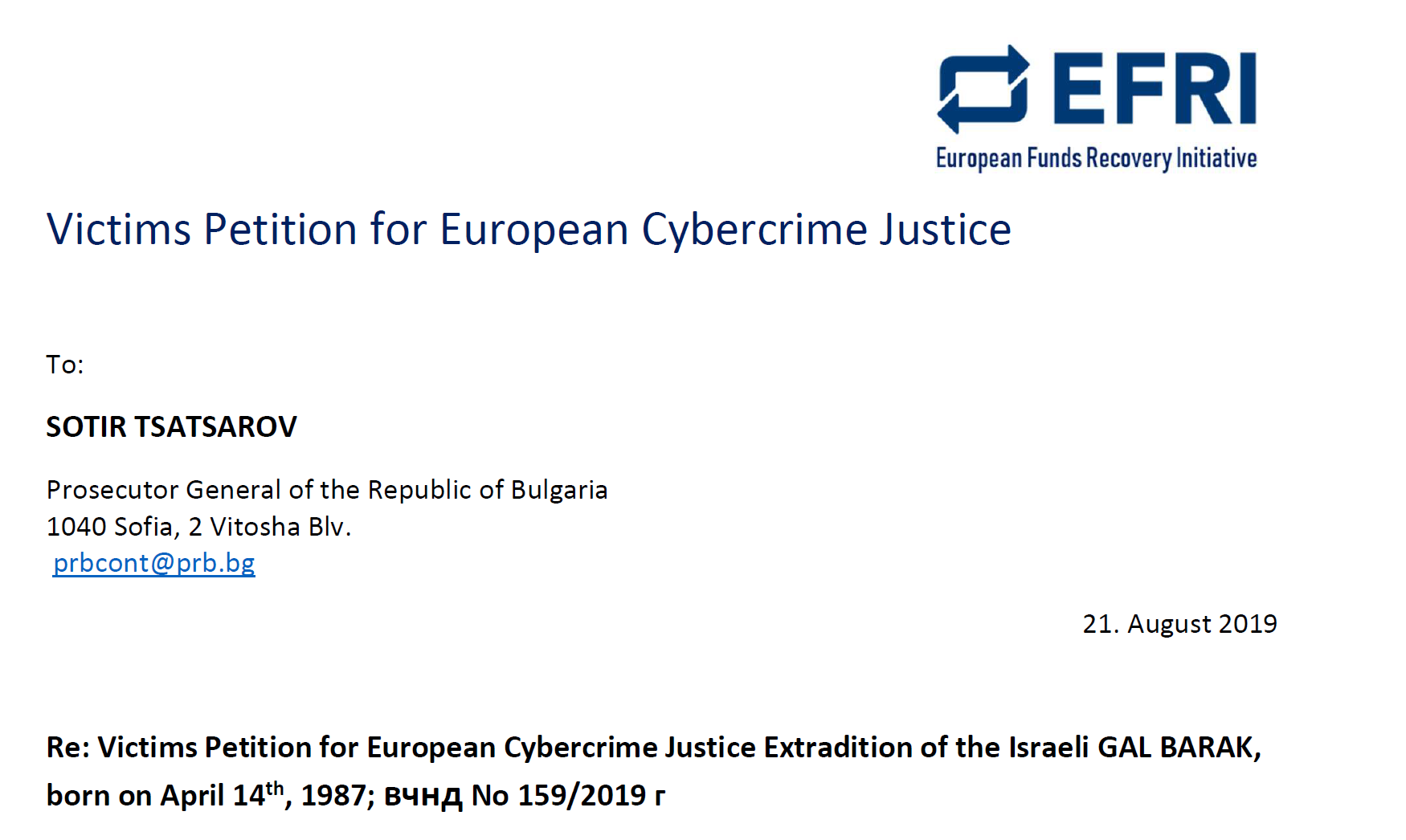 Petition Aug22 EFRI Petition for European Cybercrime Justice