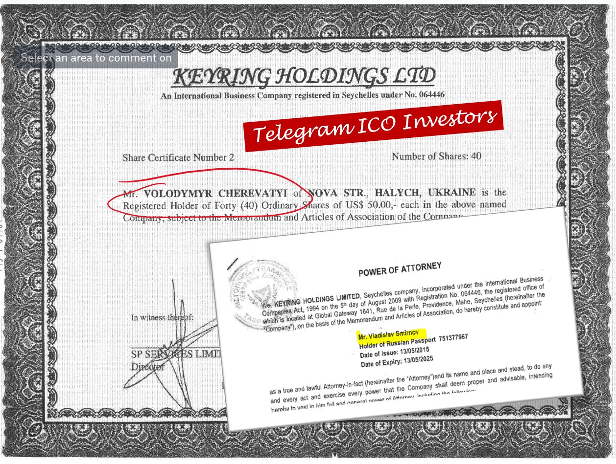 Keyring Holdings and Oldypak Telegram Keyring Holdings and Telegram investments