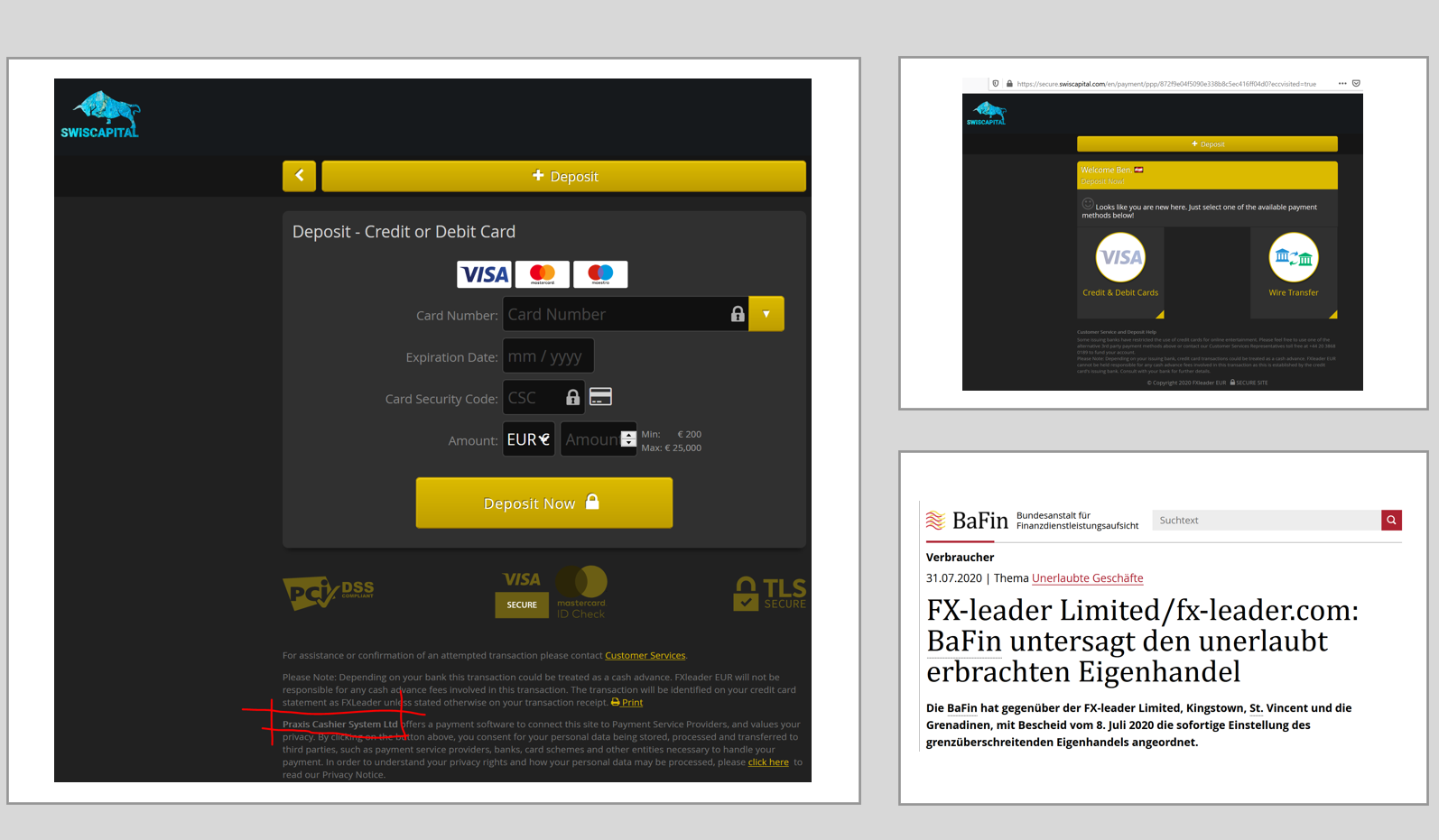 Bafin FX Leader and SwisCapital BaFin cease and desist order against FX Leader and SwissCapital aka SwisCapital