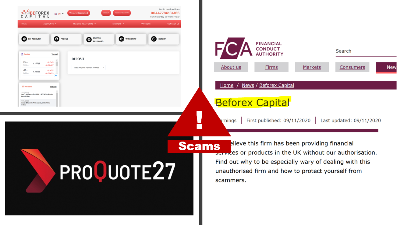 BeforexCapital and Proquote27 are related broker scams