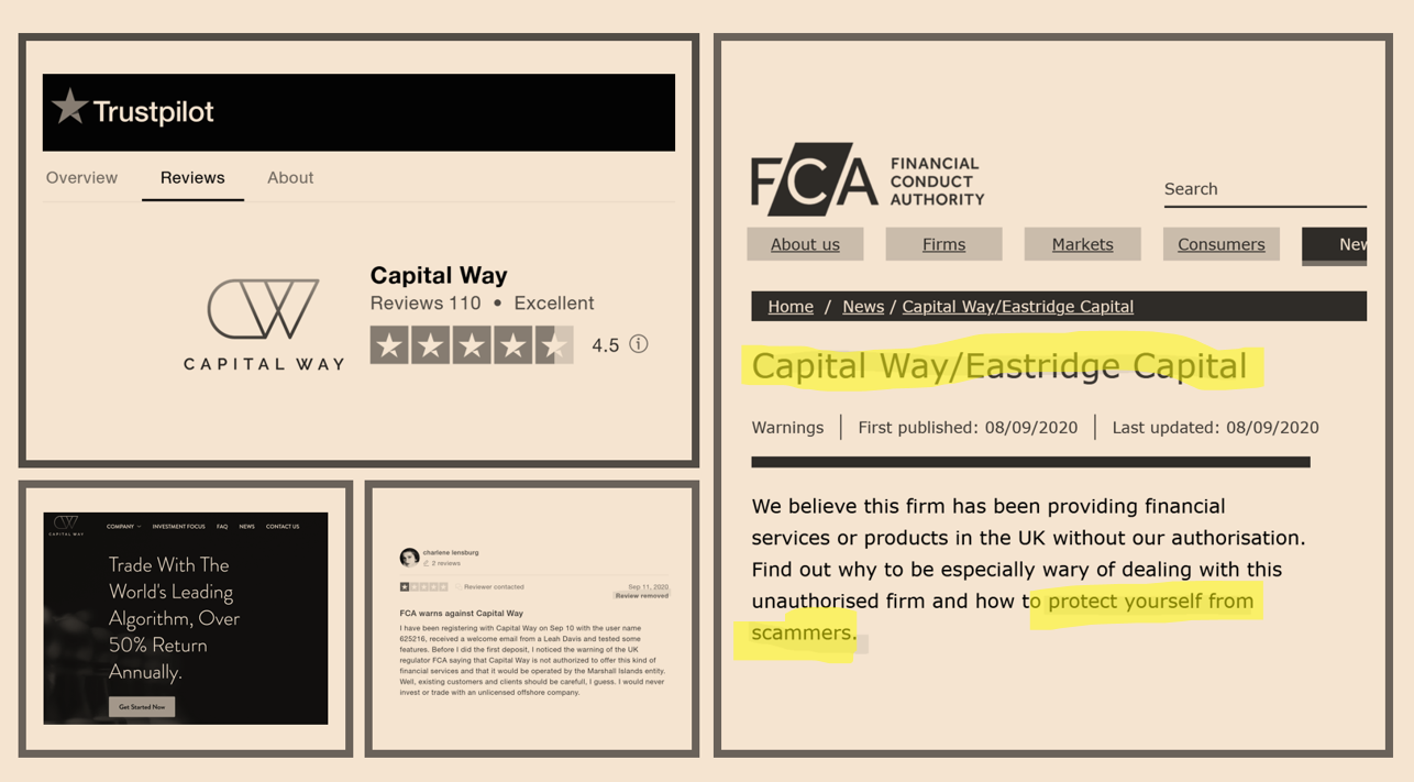 Trustpilot Capital Way FCA fi Trustpilot facilitates unauthorized businesses and scams