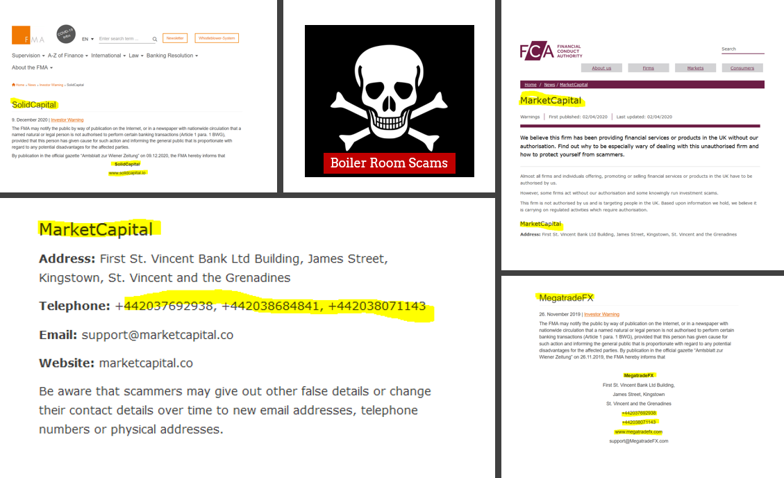 Boiler Room Pirates SolidCapital MegaTradeFX and many other boiler room scams