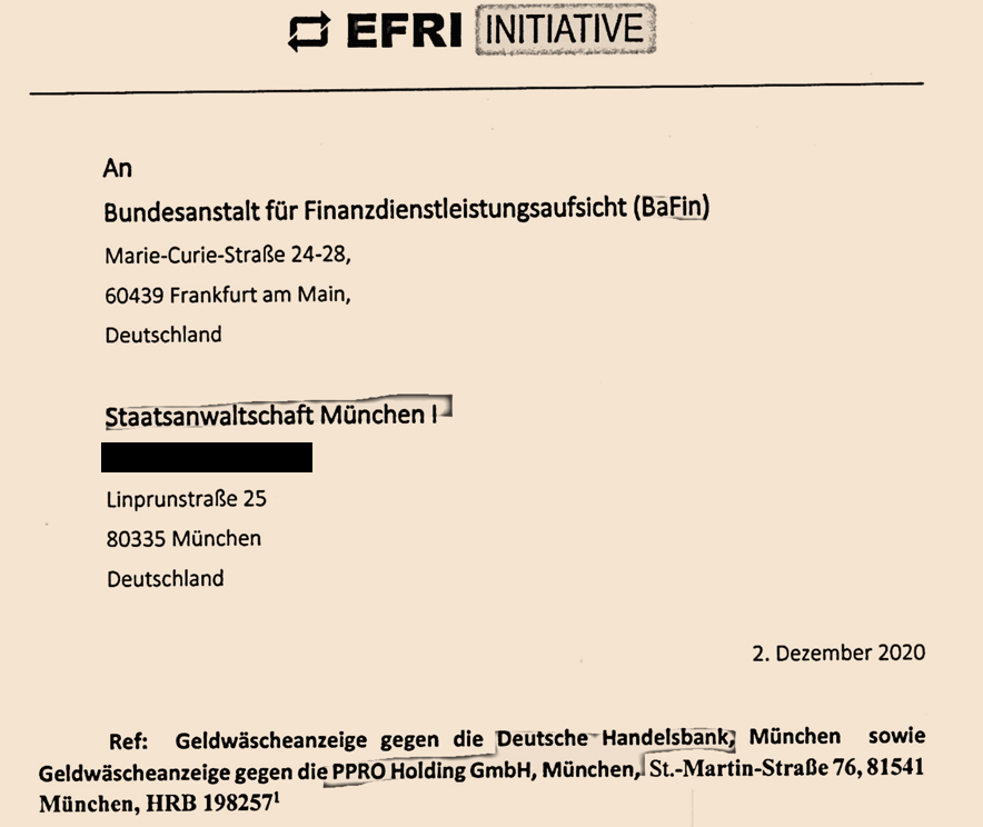 Deutsche Handelsbank and PPRO money-launering complaint