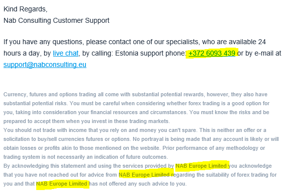 Broker Scam NAB consulting powered by NAB Europe and MMO Technology in Estonia