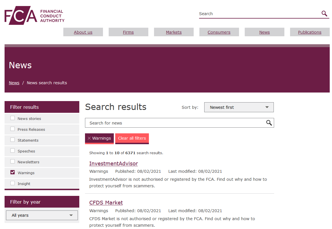 FCA Warnings Feb 8 FCA warnings against scam brokers
