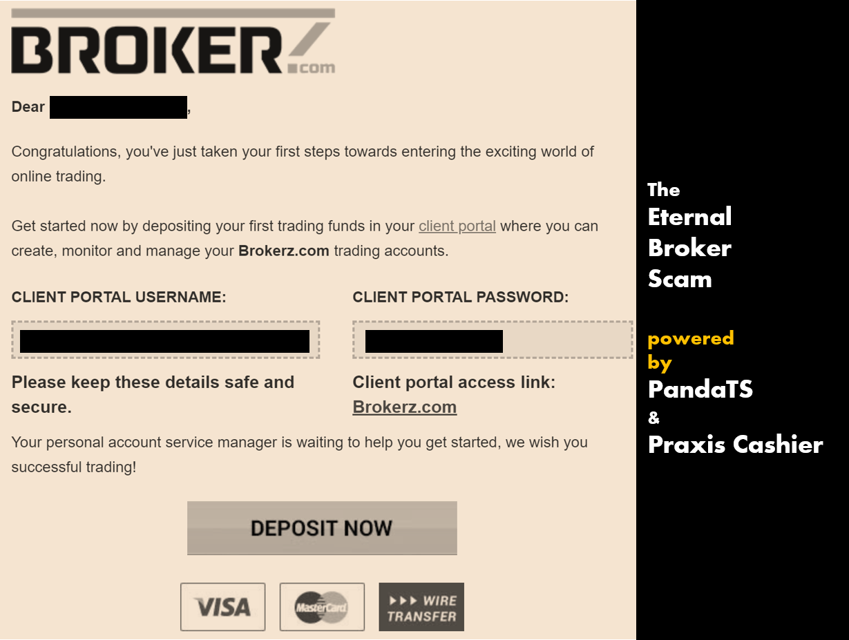 Brokerz FI Investor warning Brokerz powered by PandaTS and Praxis Cashier