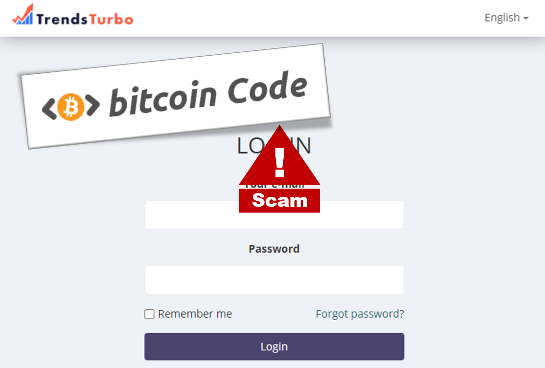 Bitcoin Code promotes TrendsTurbo broker scam