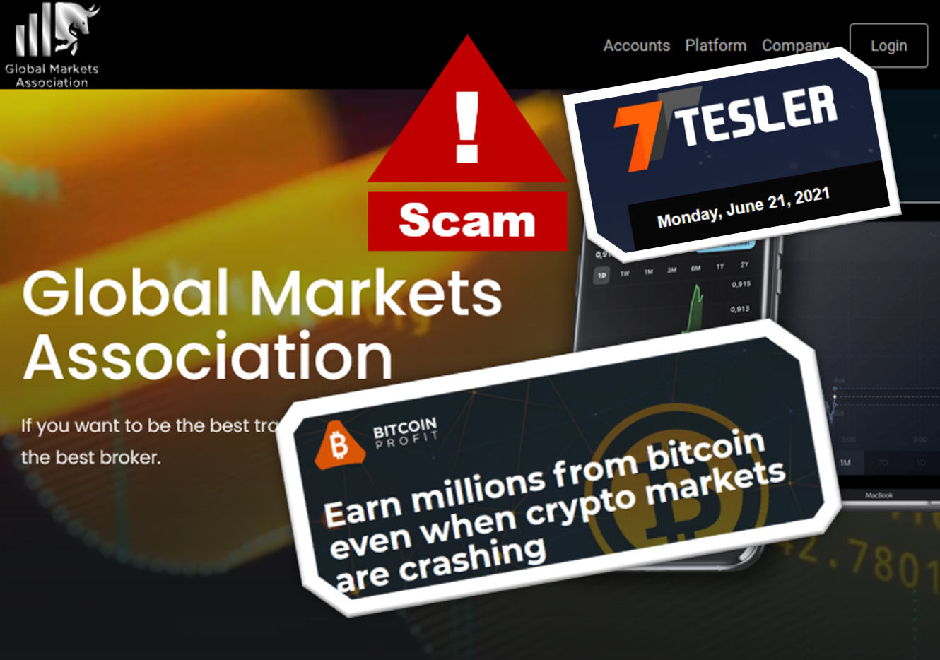 GM Association Tesler Bitcoin Profit Global Markets Association scam promotec by Tesler and Bitcoin Profit