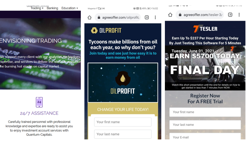 Oilprofit Tesler QuantumCapitals fraud campaigns Oilprofit and Tesler promote QuantumCapitals scam