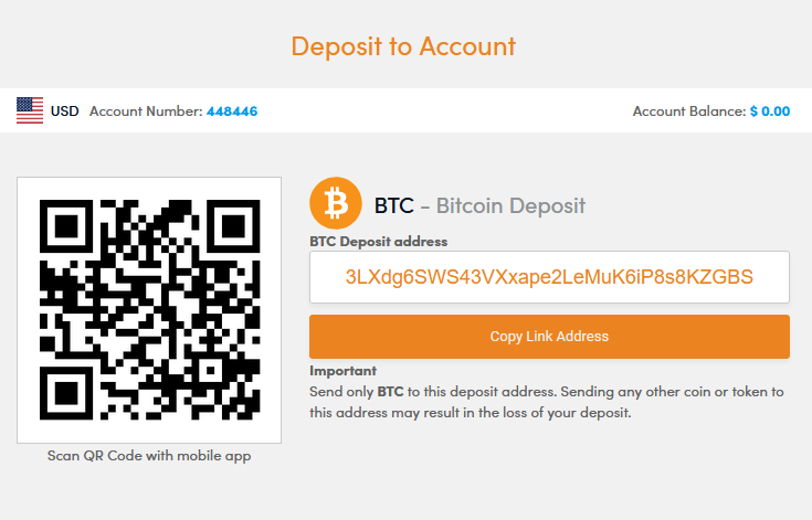 InvestXE bitcoin deposit