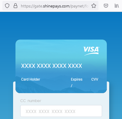 ShinePays cashier for credit and debit card payments at AroxCapital scam