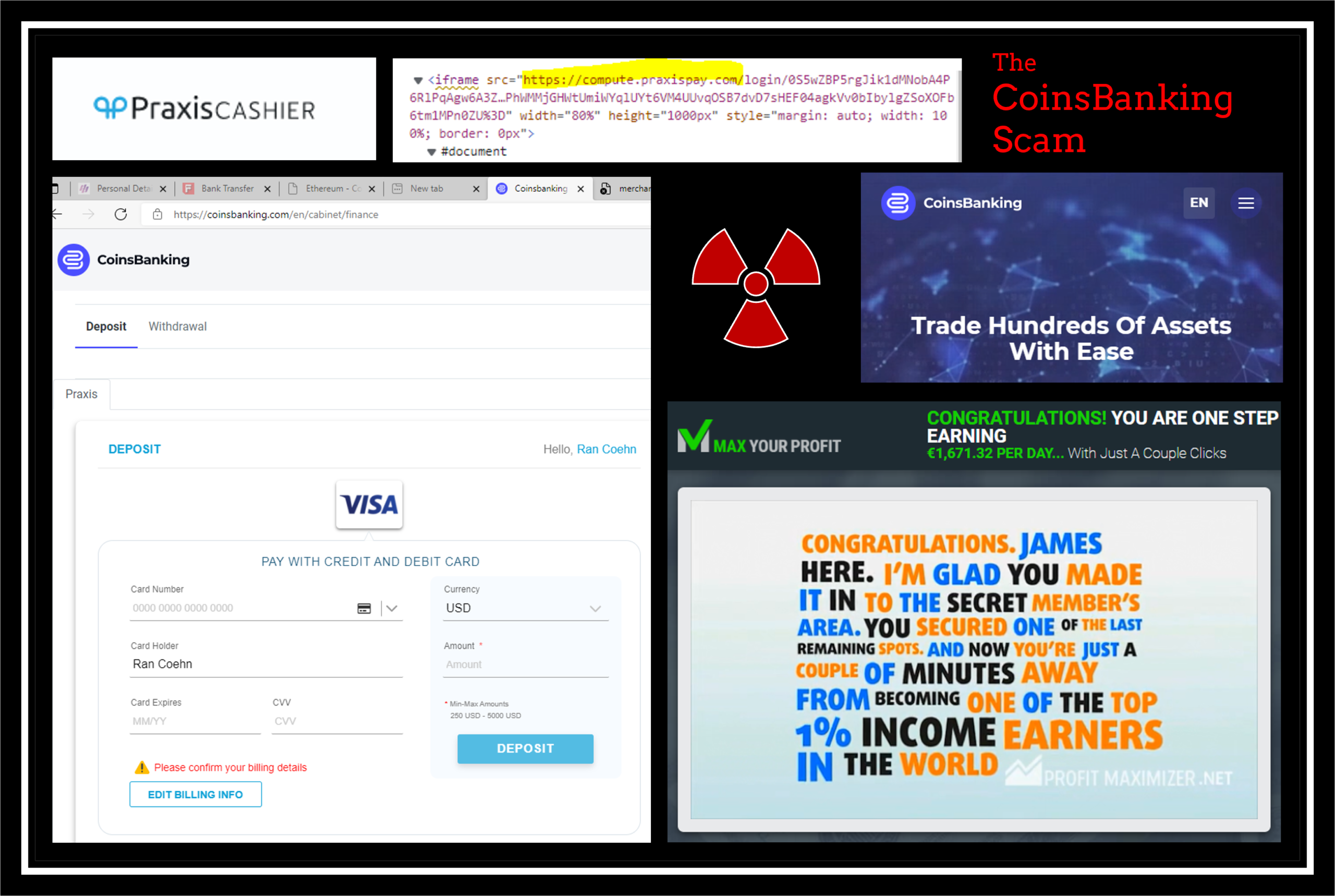 CoinsBanking scam facilitated by Praxis Cashier