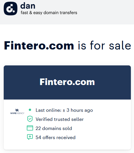 Fintero domain sale The Fintero scam sells its domain