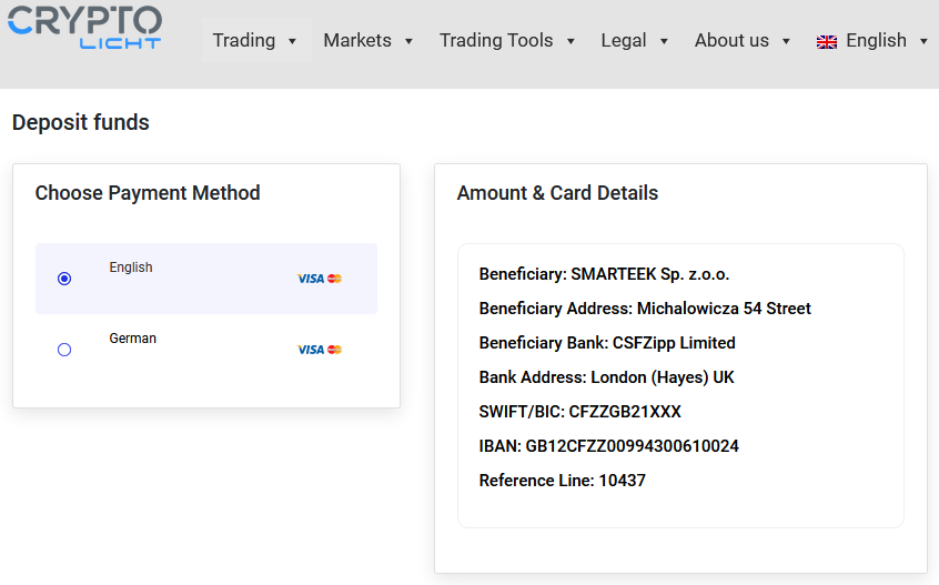 Cryptolicht broker scam operated by Polish Smarteek 
