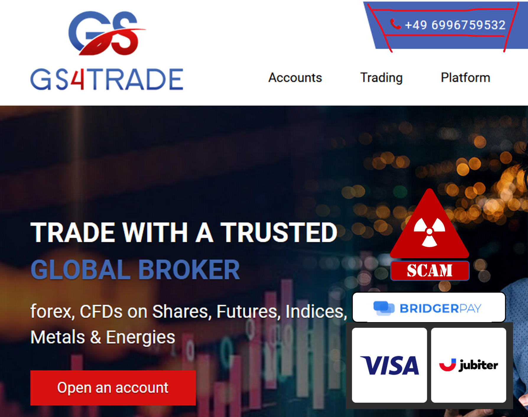 GS4Trade BridgerPay FI warning against Gs4Trade broker scam