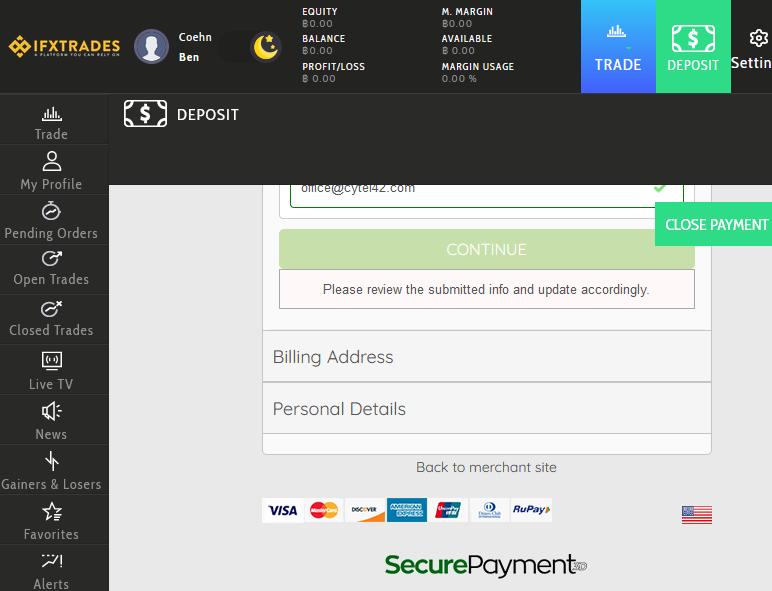 IFXTRADES SecurePayment investor warning against IFXTRADES broker scam