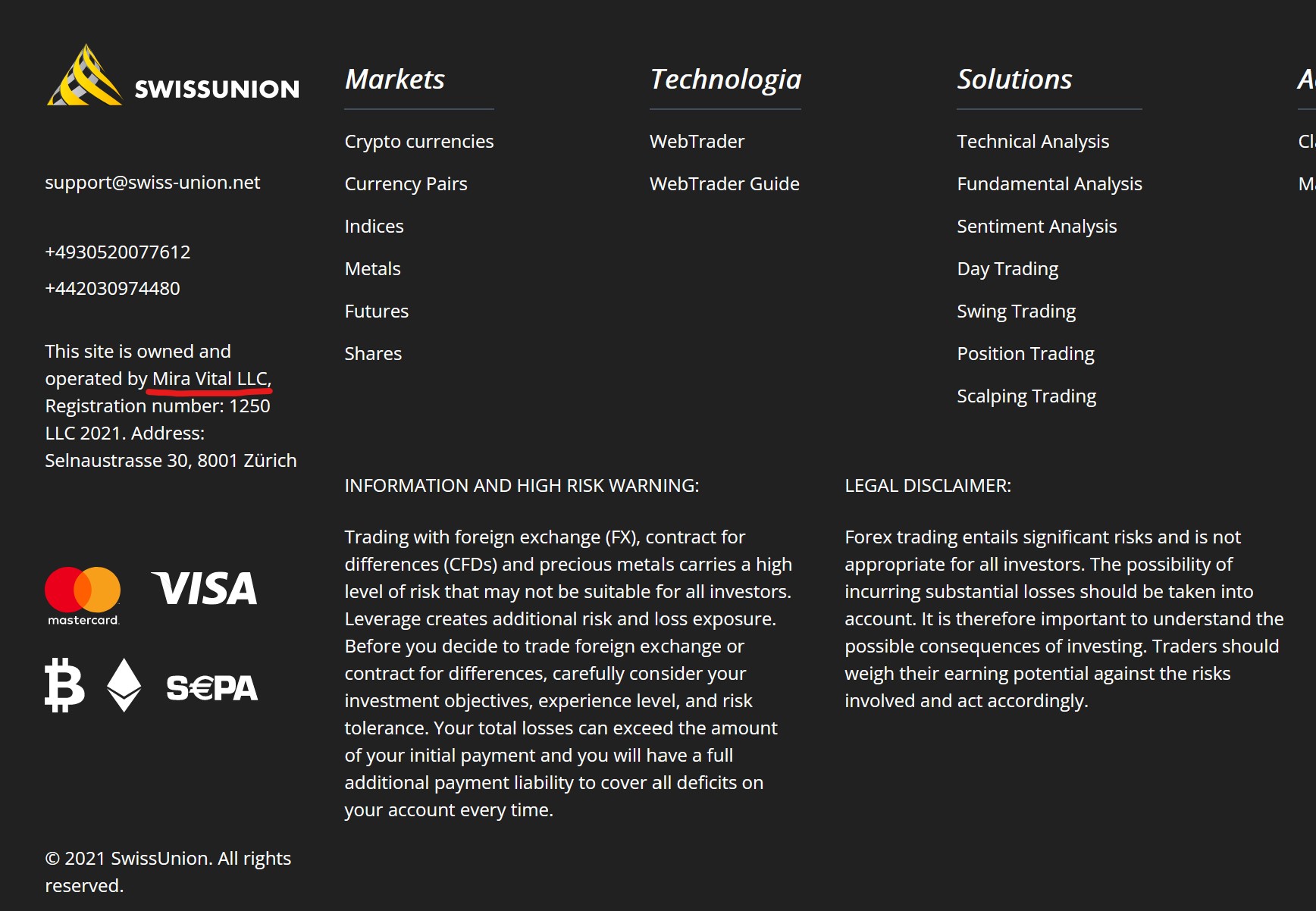 SwissUnion FI investor warning against SwissUnion broker scam