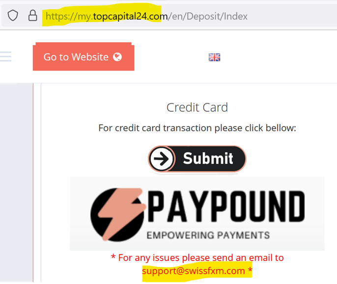 SwissFXM and TopCapital24 are facilitated by Paypound