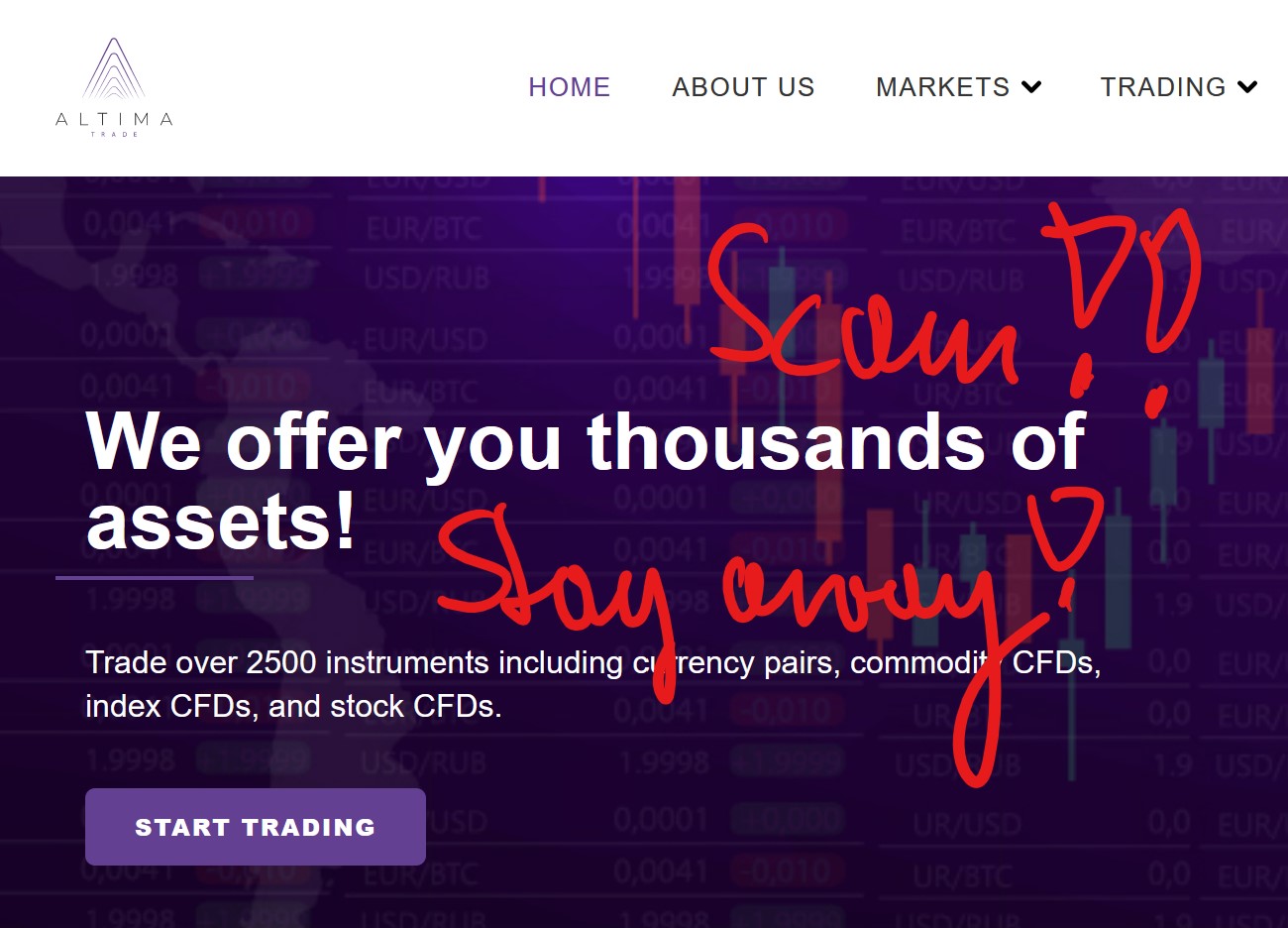 Altima Trade investor warning against Atlima Trade