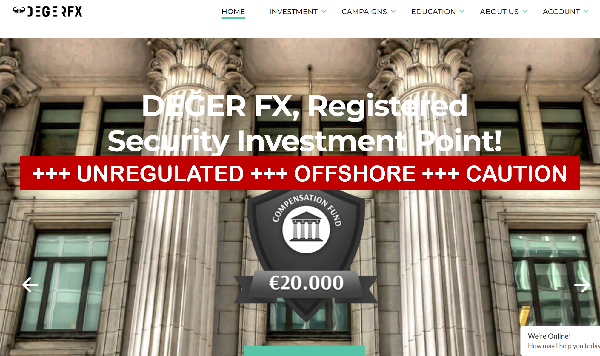 DegerFX FI warning against DegerFX
