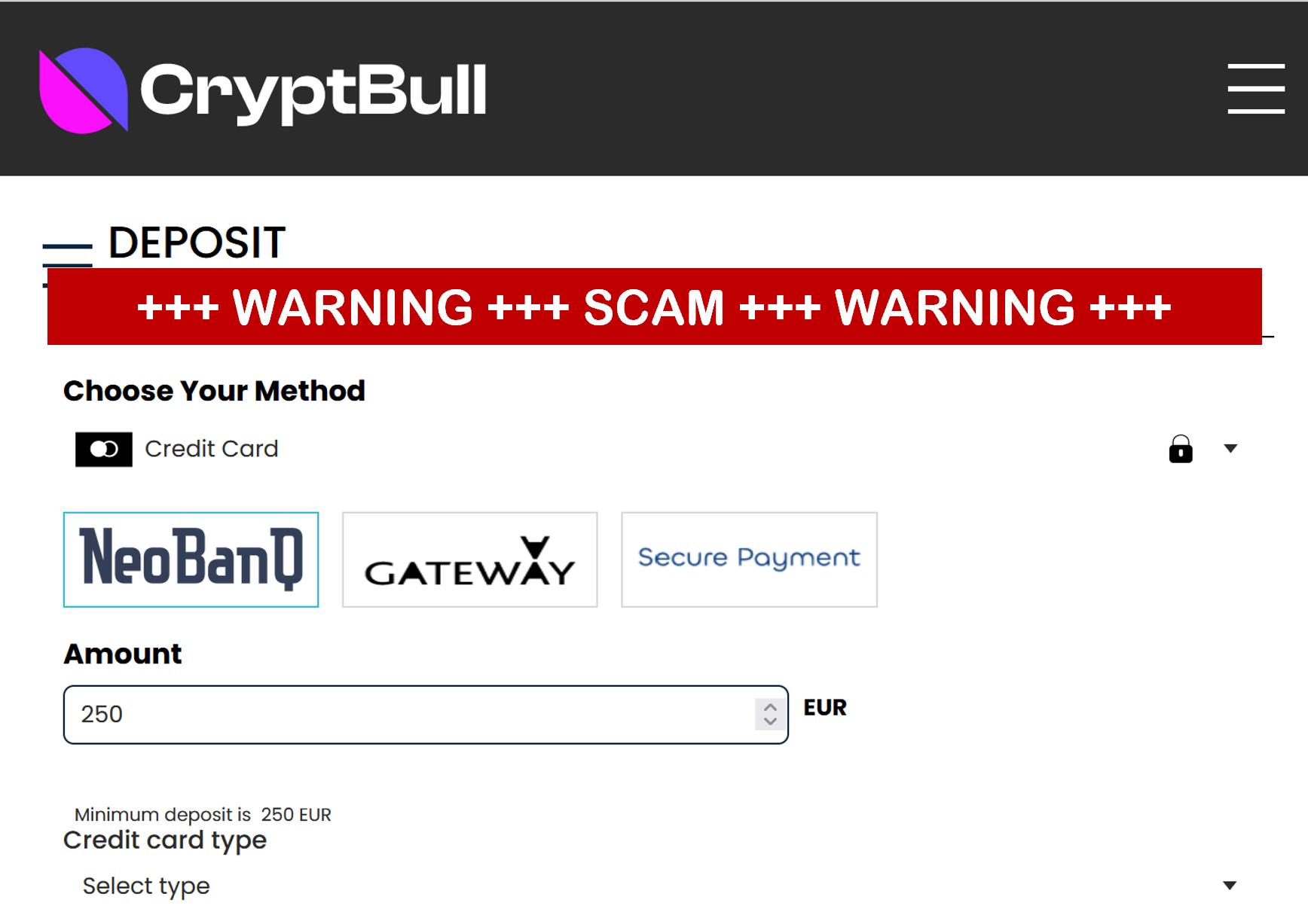 CryptBull FI investor warning against CryptBull