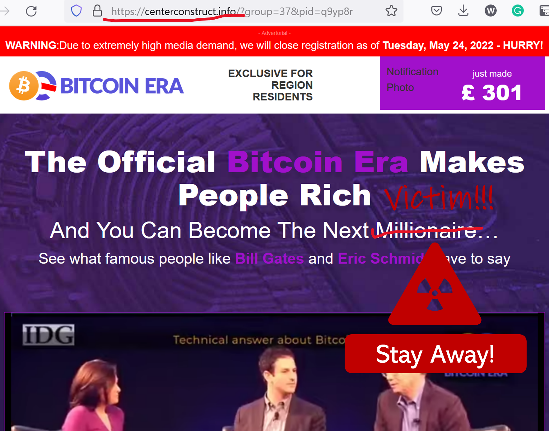 Bitcoin Era Centerconstruct Urgent warning against Bitcoin Era fraud campaign