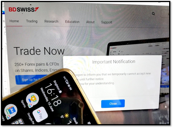 BDSwiss offline 15 June 2022 CySEC-broker BDSwiss still does not accept new clients