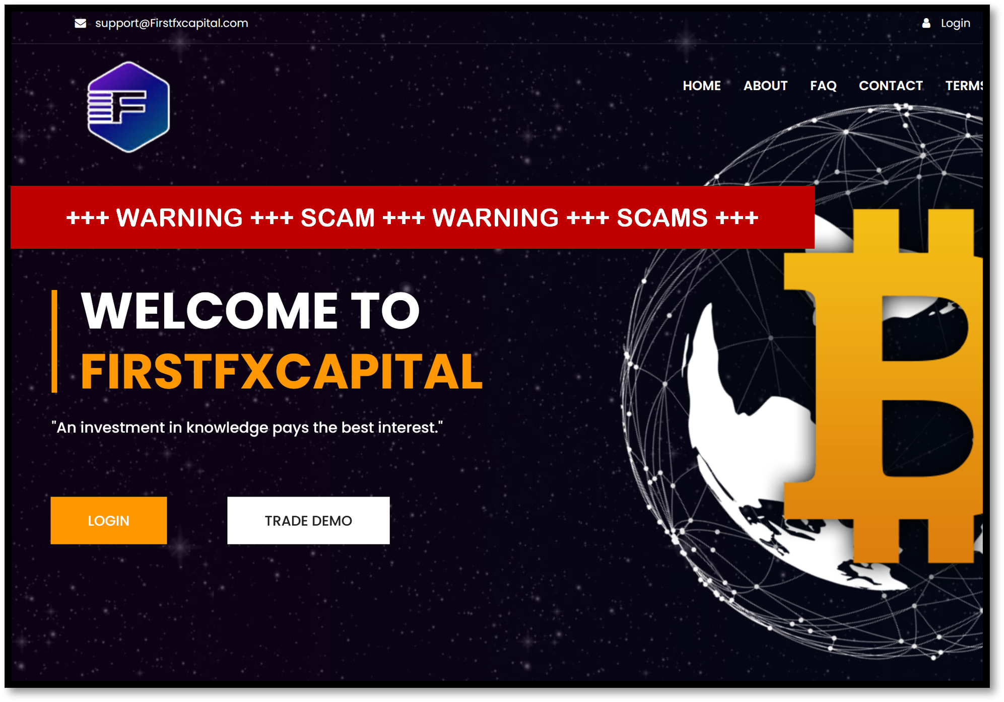 FirxtFXCapital warning against crypto investment scam FirstFXCapital