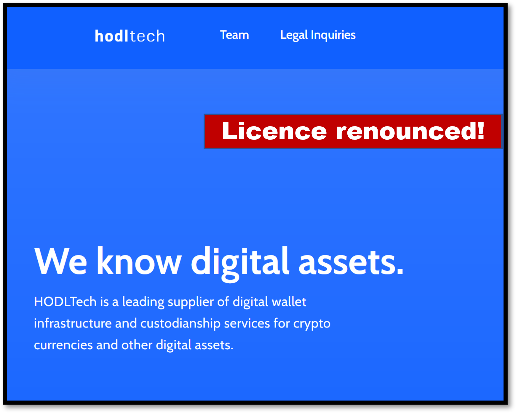 Hodltech license FI HODLtech renounced Estonian crypto license
