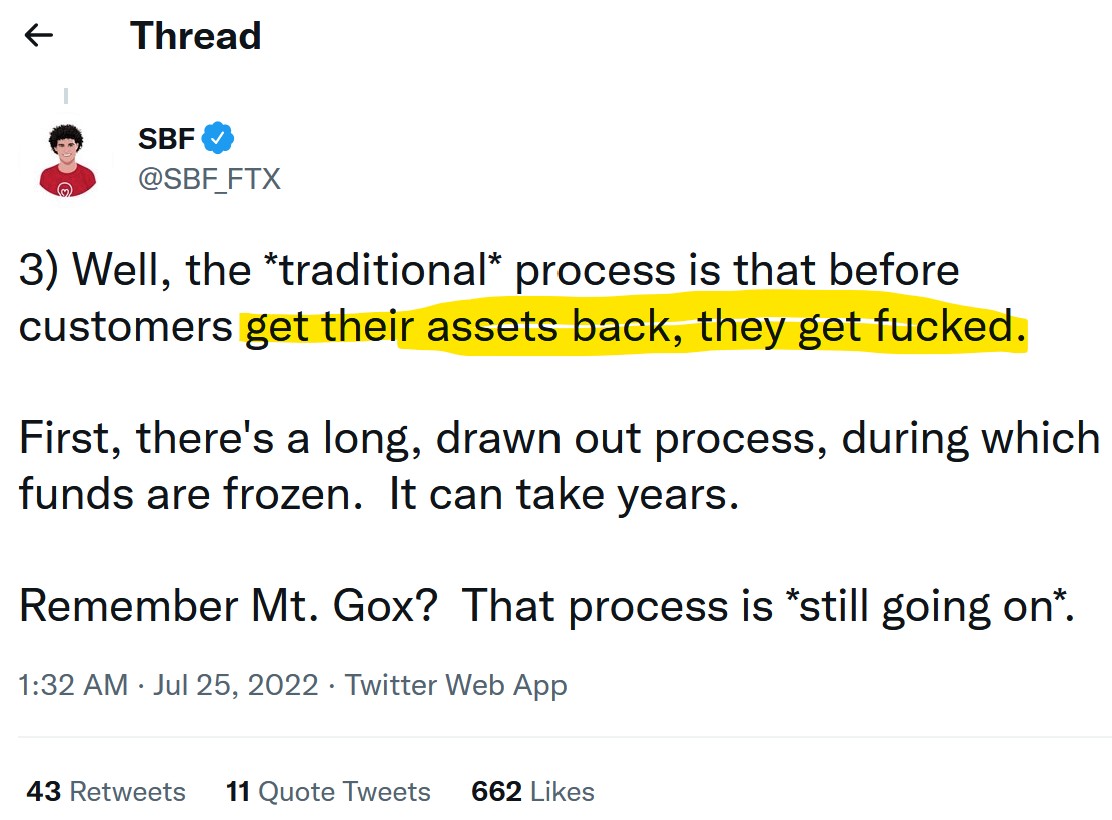 SBF Tweet fucked Voyager clients Voyager clients get fucked said Sam Bankman-Fried