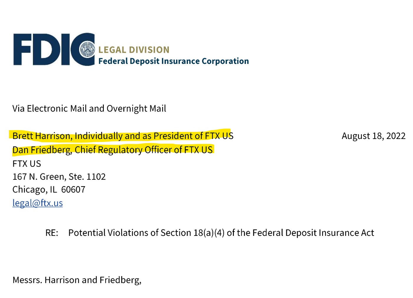 FDIC FTX Cease and Desist FDIC issues cease and desist order to FTX