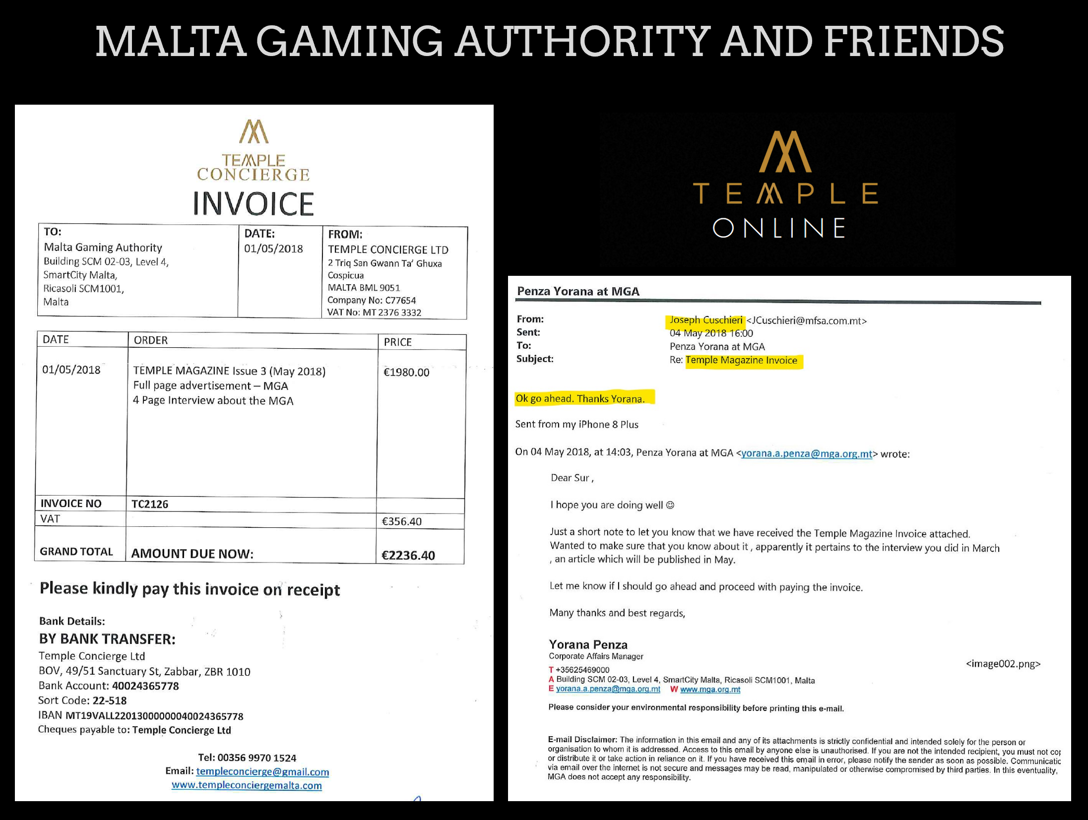 MGA Temple Magazine MGA under Joe Cuschieri place orders with friends