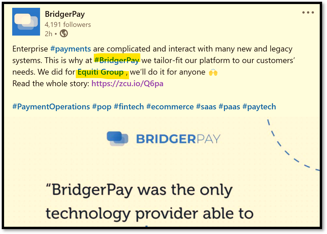BridgerPay Equity FI BridgerPay facilitates offshore activities of Equiti