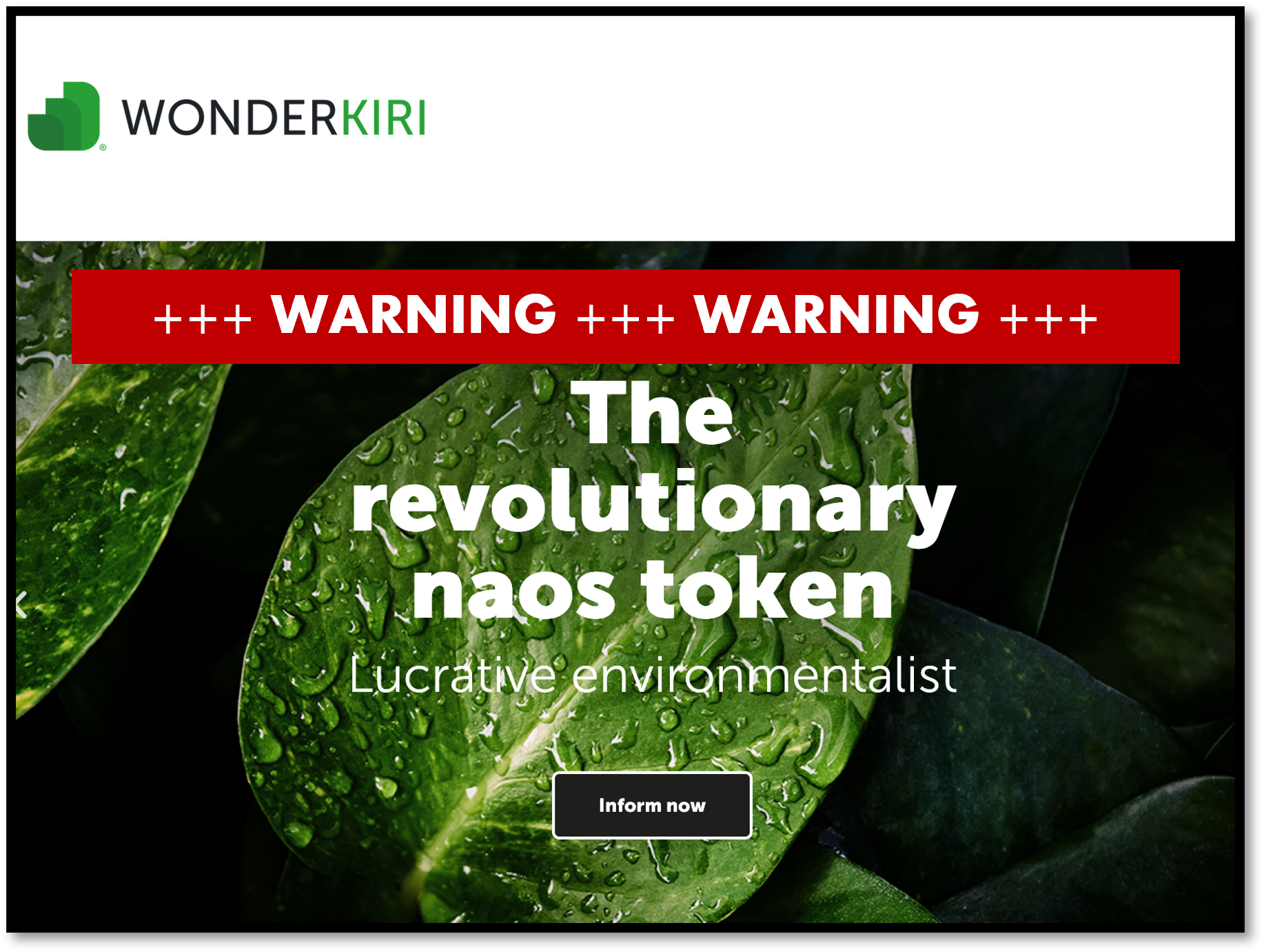 investor warning against Wonderkiri and its naos security token