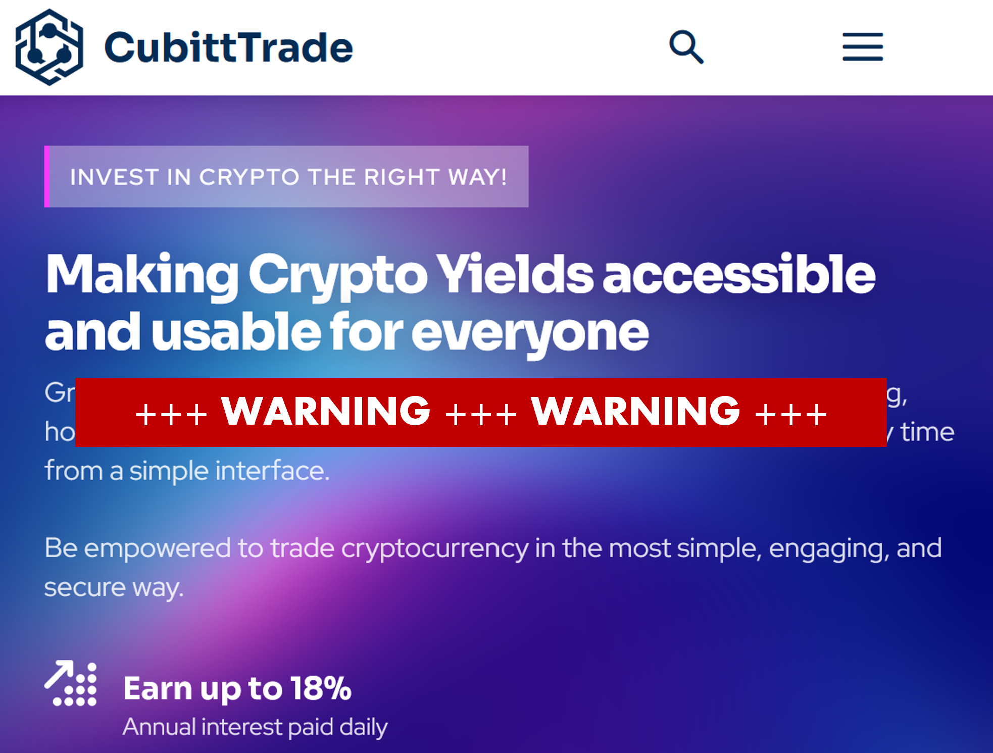 CubittTrade FI FinTelegram warns against CubittTrade crypto investment scheme