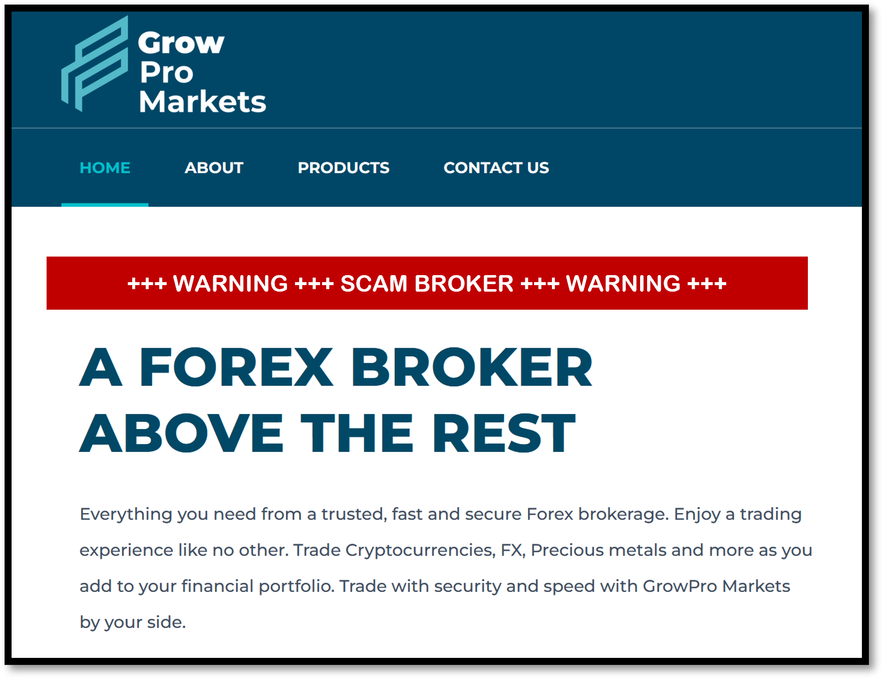 Grow Pro Markets FI FinTelegram warning against Grow Pro Markets