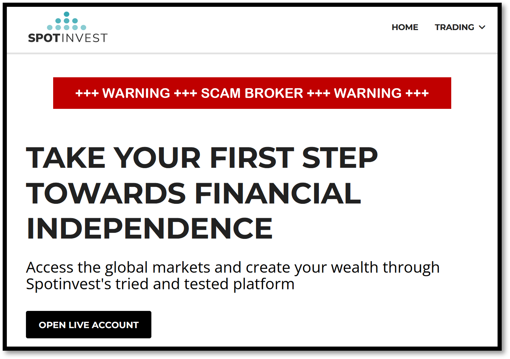 SpotInvest FI Warning against SpotInvest broker scam