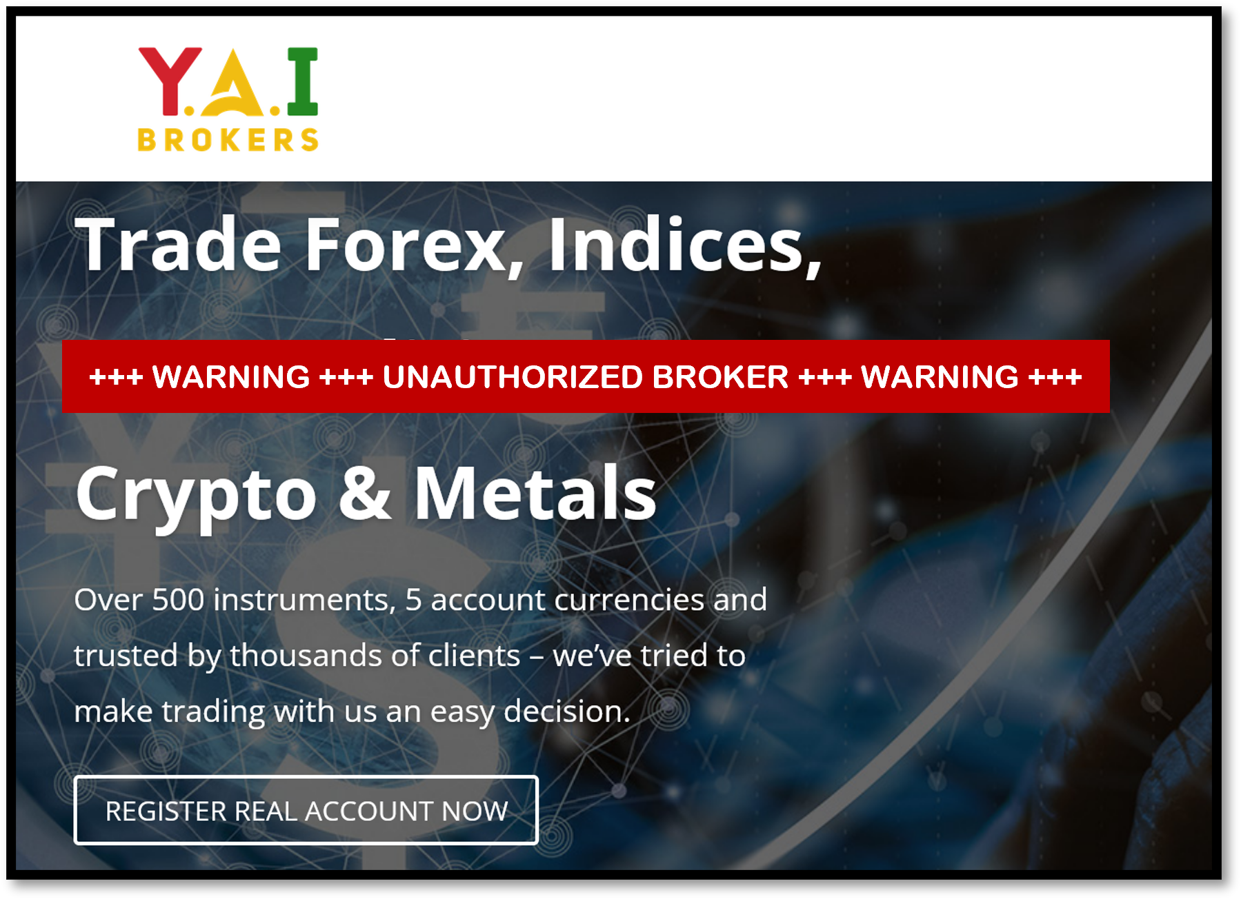 YAIBROKERS FI FinTelegram warning against YAIBROKERS