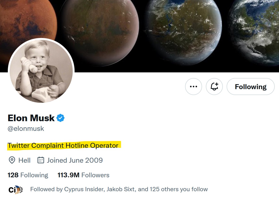Elon Musk Twitter Elon Musk calls himself Twitter Complaint Hotline Operator