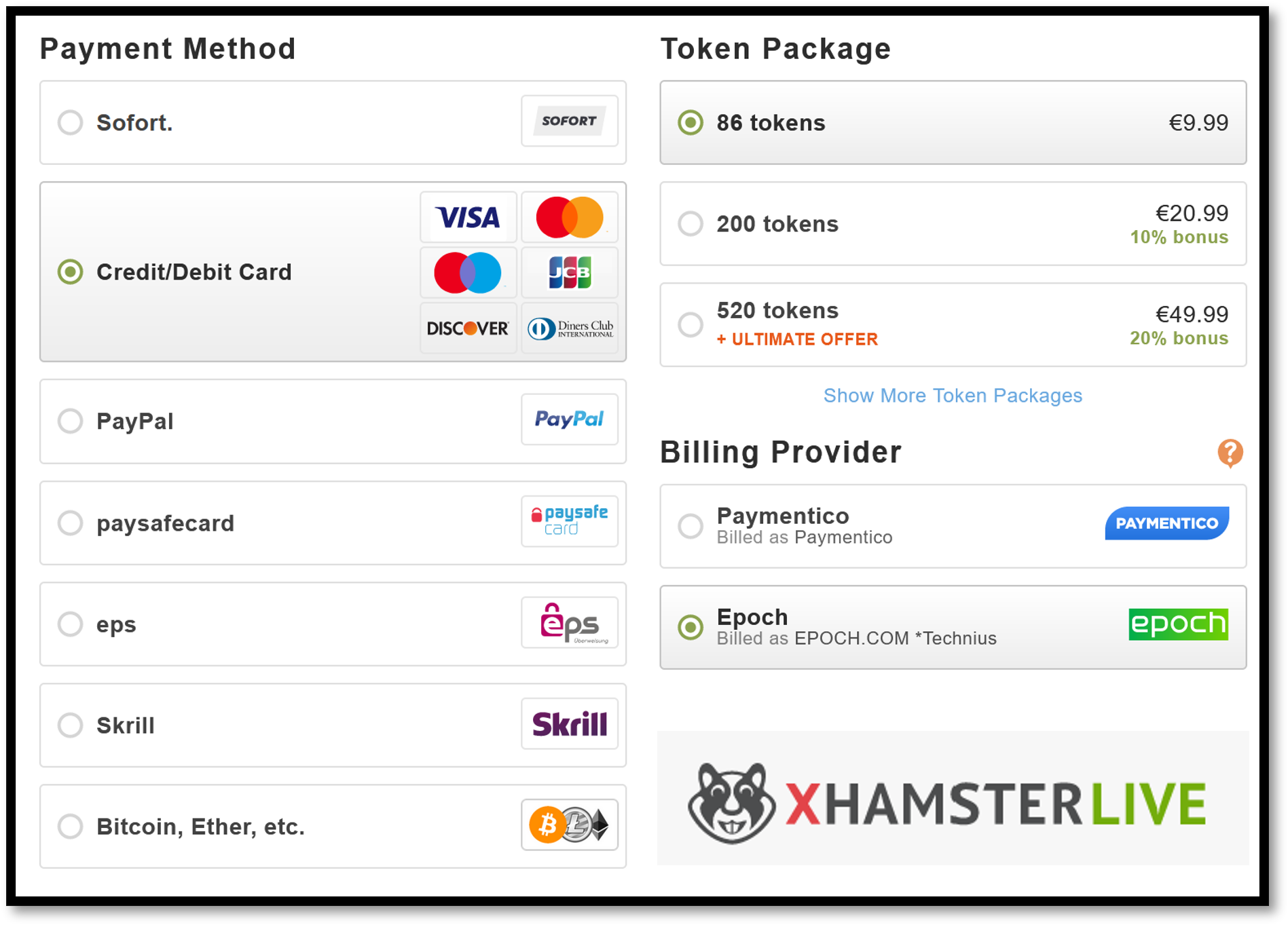 Epoch xHamsterLive high-risk payment processor Epoch and Technius