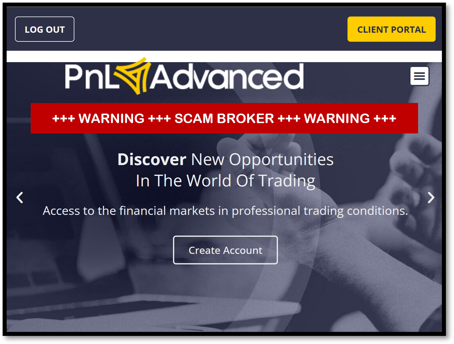 PNL Advanced FinTelegram warning against PNL Advanced broker scam