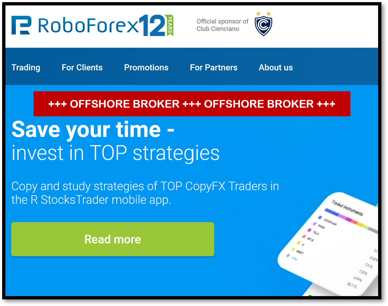 Offshore RoboForex reviewed on FinTelegram