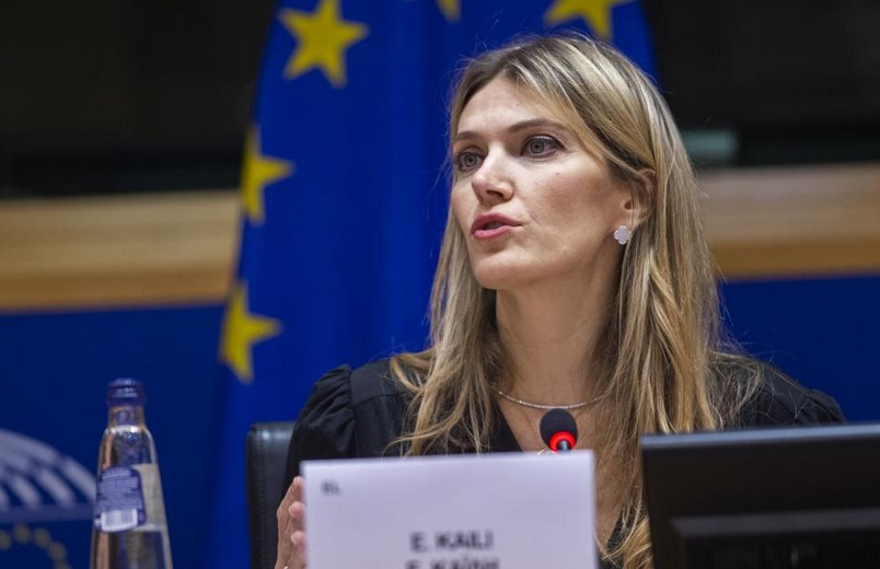 Eva Kaili EU flag Vice president of EU parliament Eva Kaili arrested