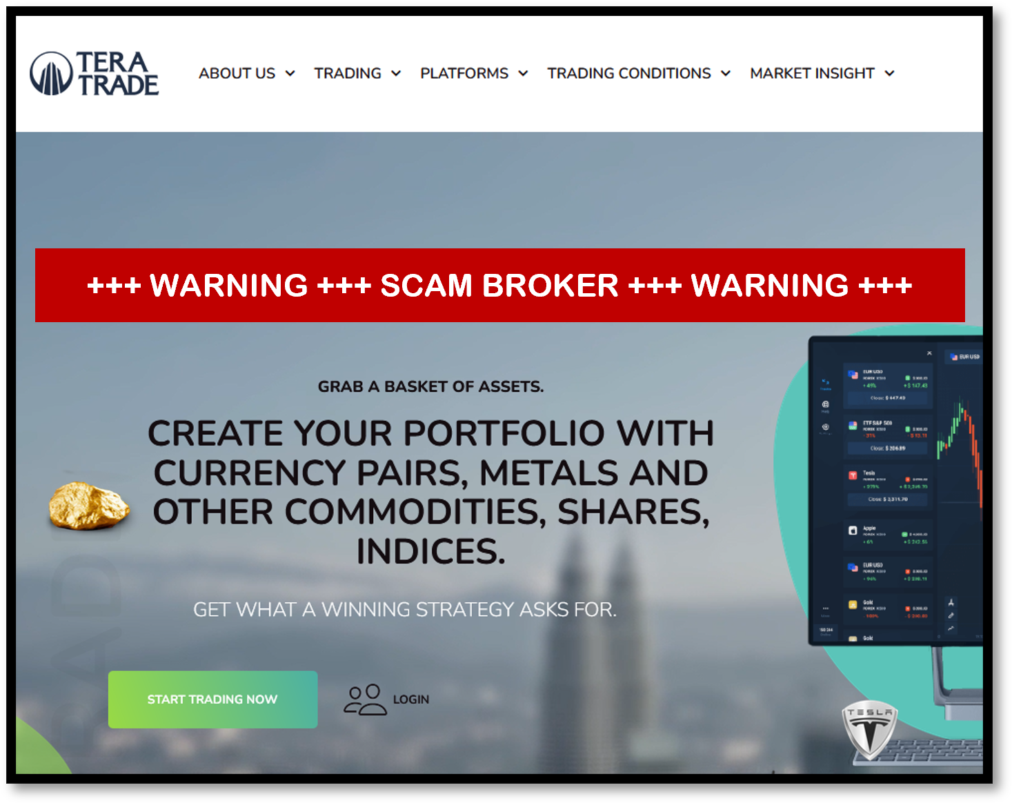 Tera Trade FI investor warning against Tera Trade