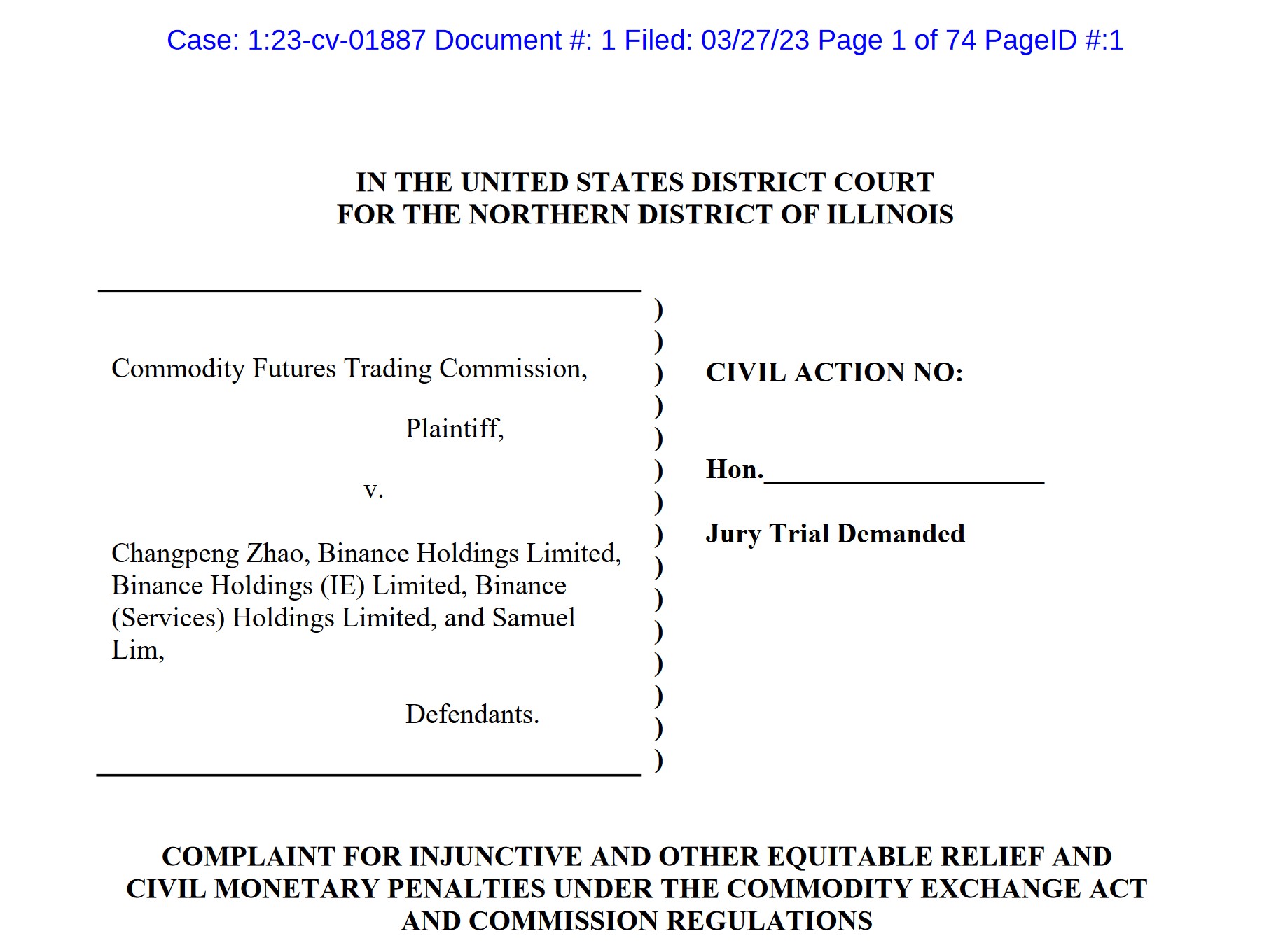 CFTC lawsuit CFTC charges Binance with violating compliance rules