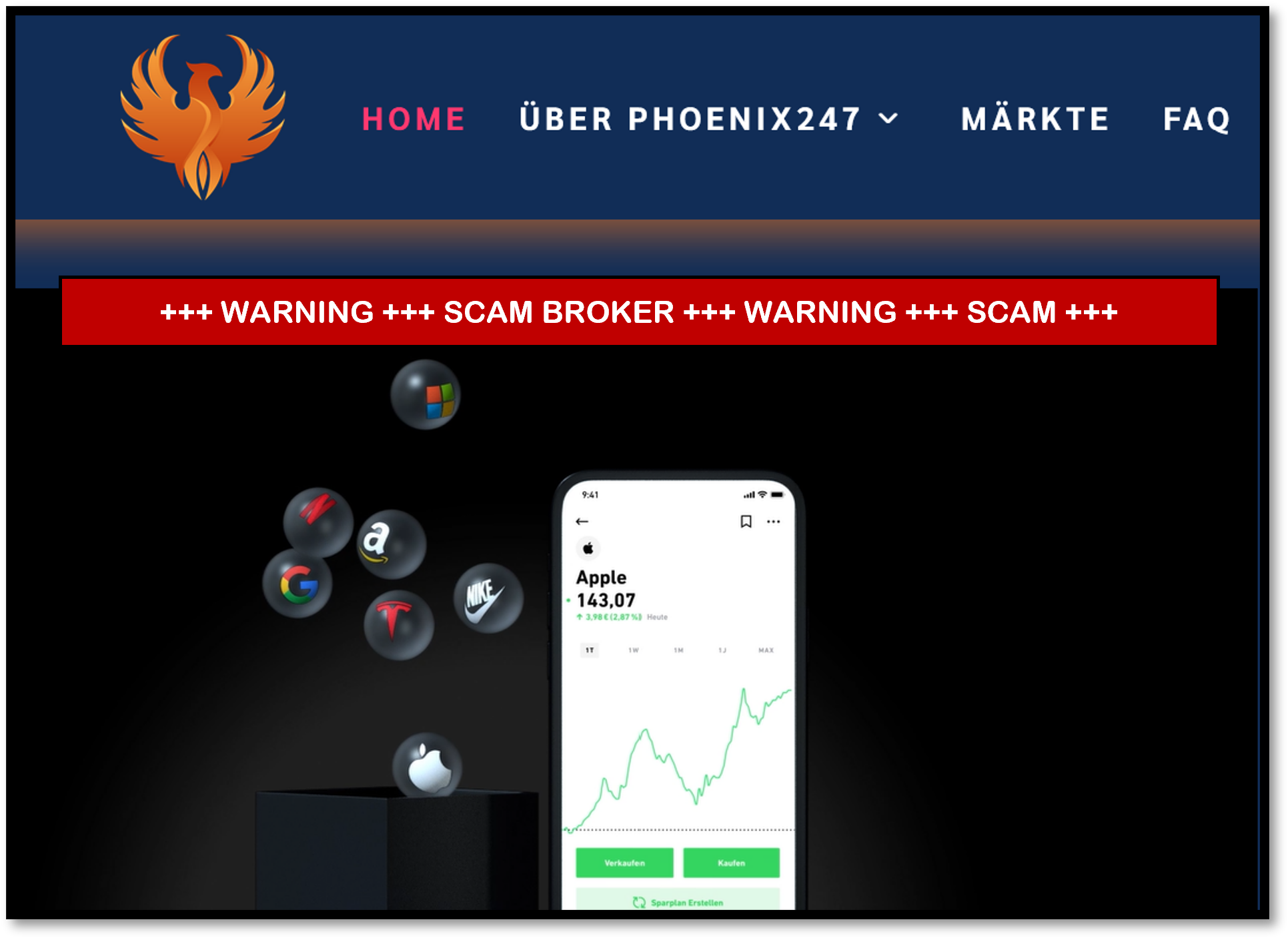 BaFin warning against Phoenix247 broker scam