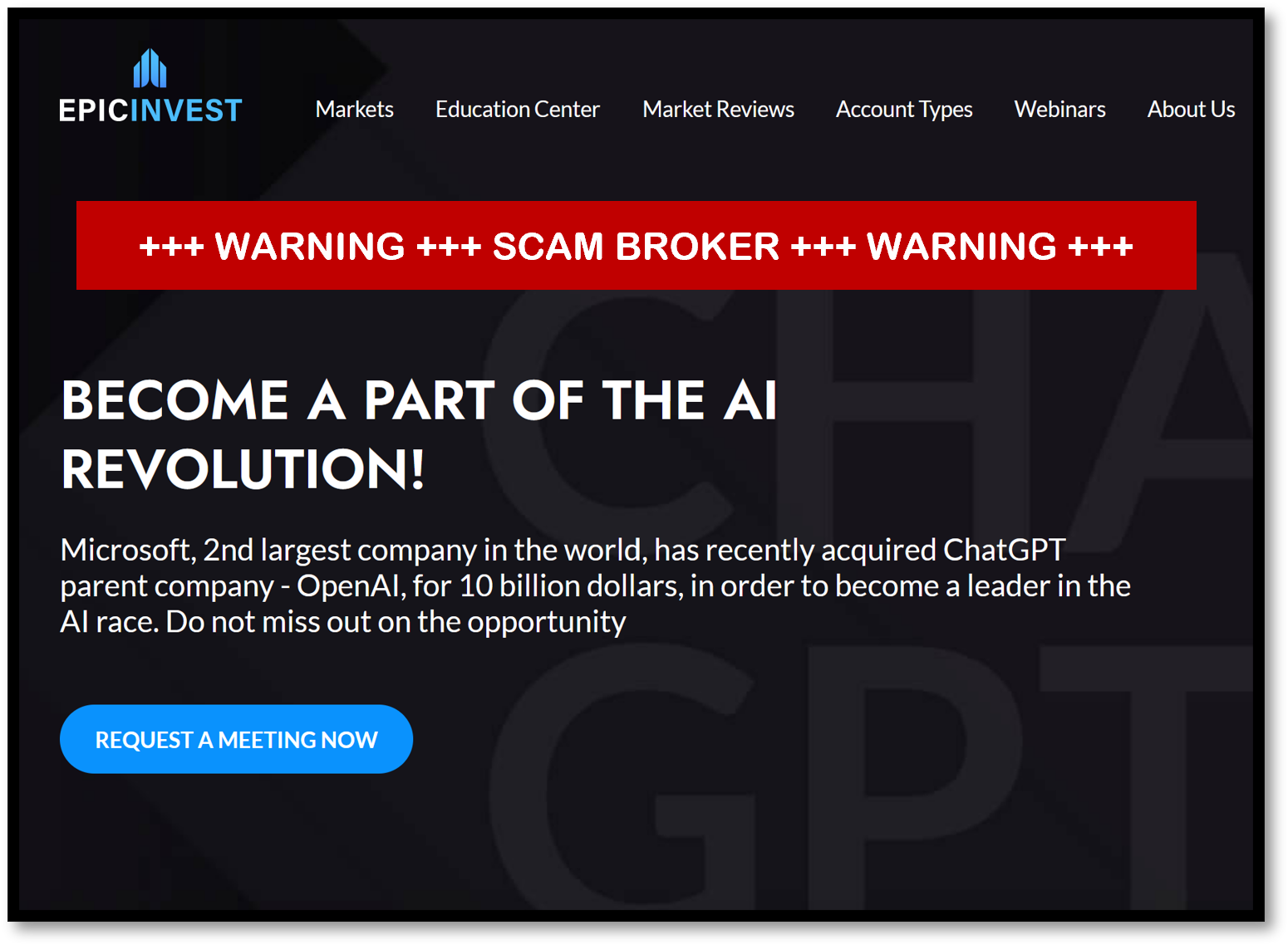 EpicInvest FI FinTelegram warning against EpicInvest broker scam