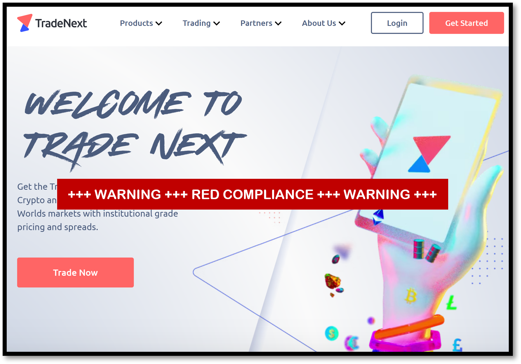 TradeNext FI FinTelegram assigned Red Compliance rating to TradeNext