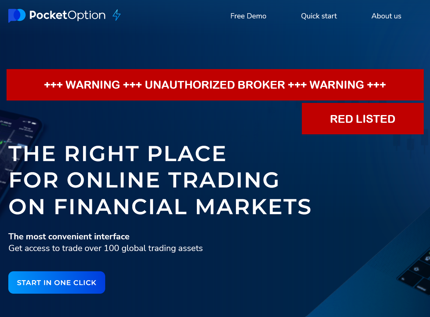 Fintelegram included PocketOption in its Red List